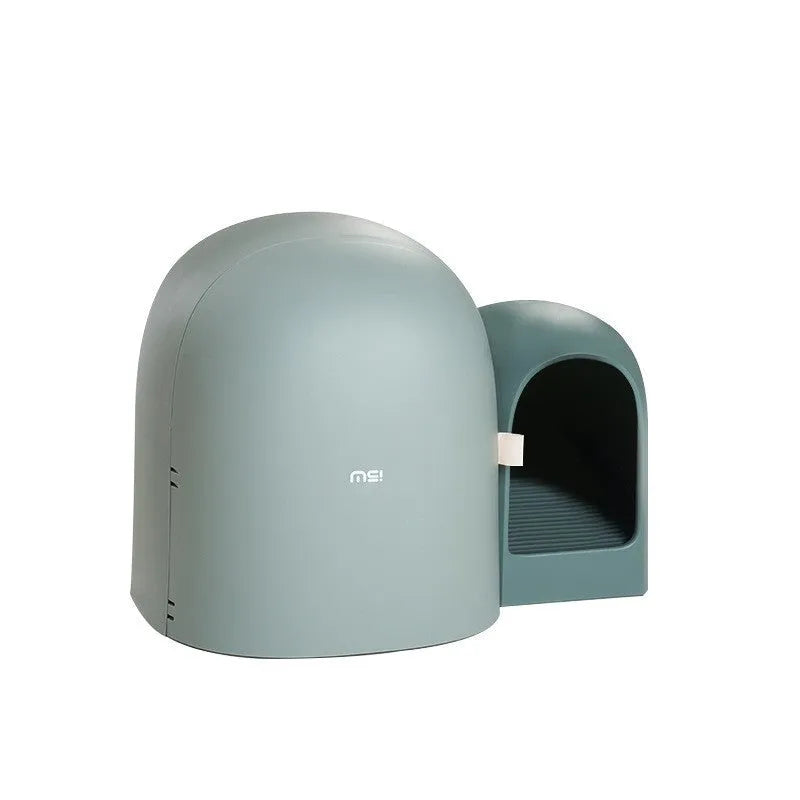 Fully enclosed oversized cat litter box in ABS plastic measuring 67.7cm long with three colour options