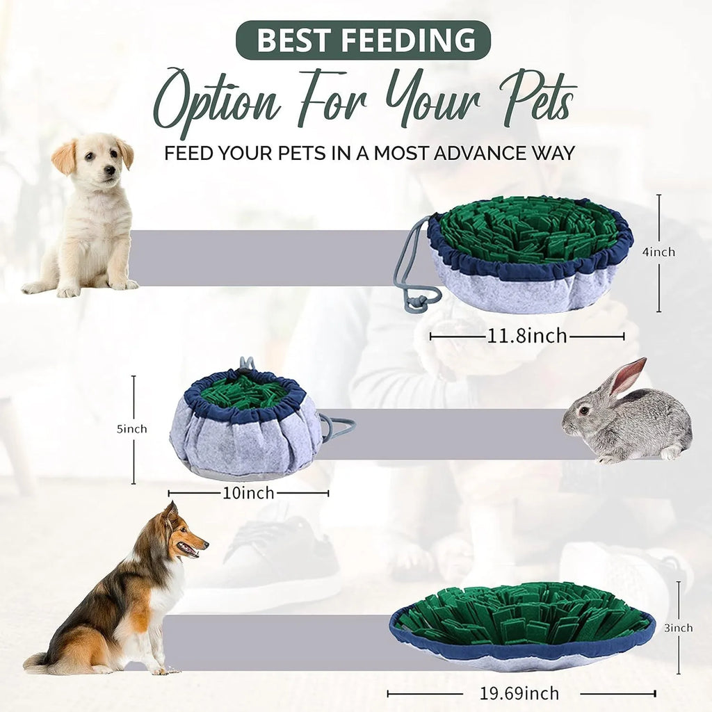 Blue adjustable snuffle mat for large dogs with multiple hide pockets for slow feeding and enrichment