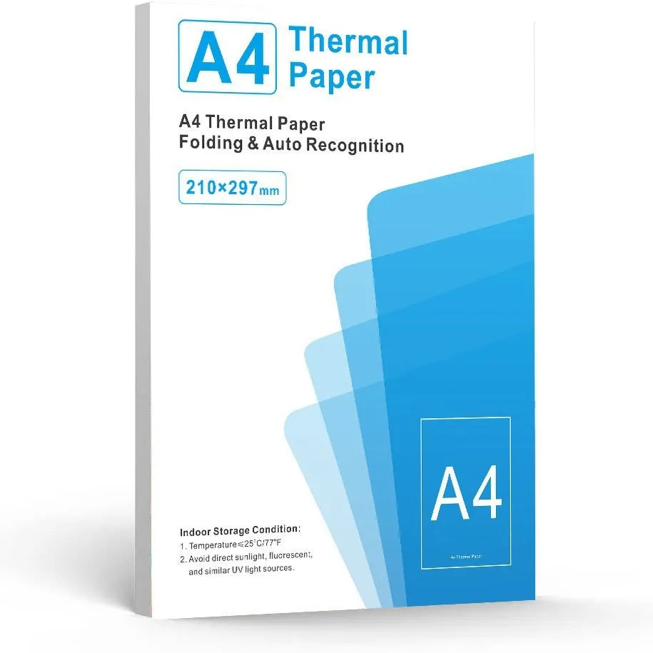 White portable A4 thermal printer for HD printing with 0.01mm thickness, shown with quick-drying paper