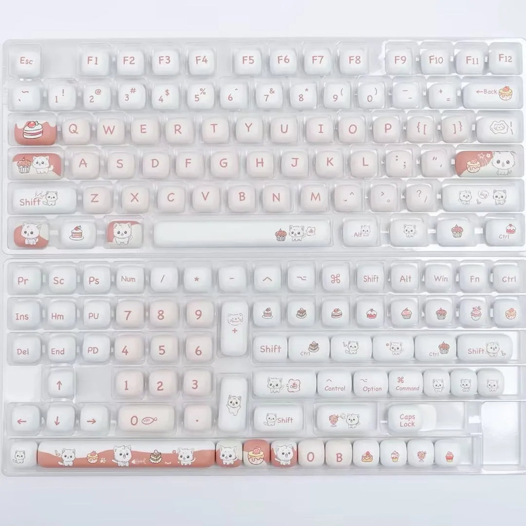 Cartoon cute dessert cat sublimation key cap for mechanical keyboards with colourful design