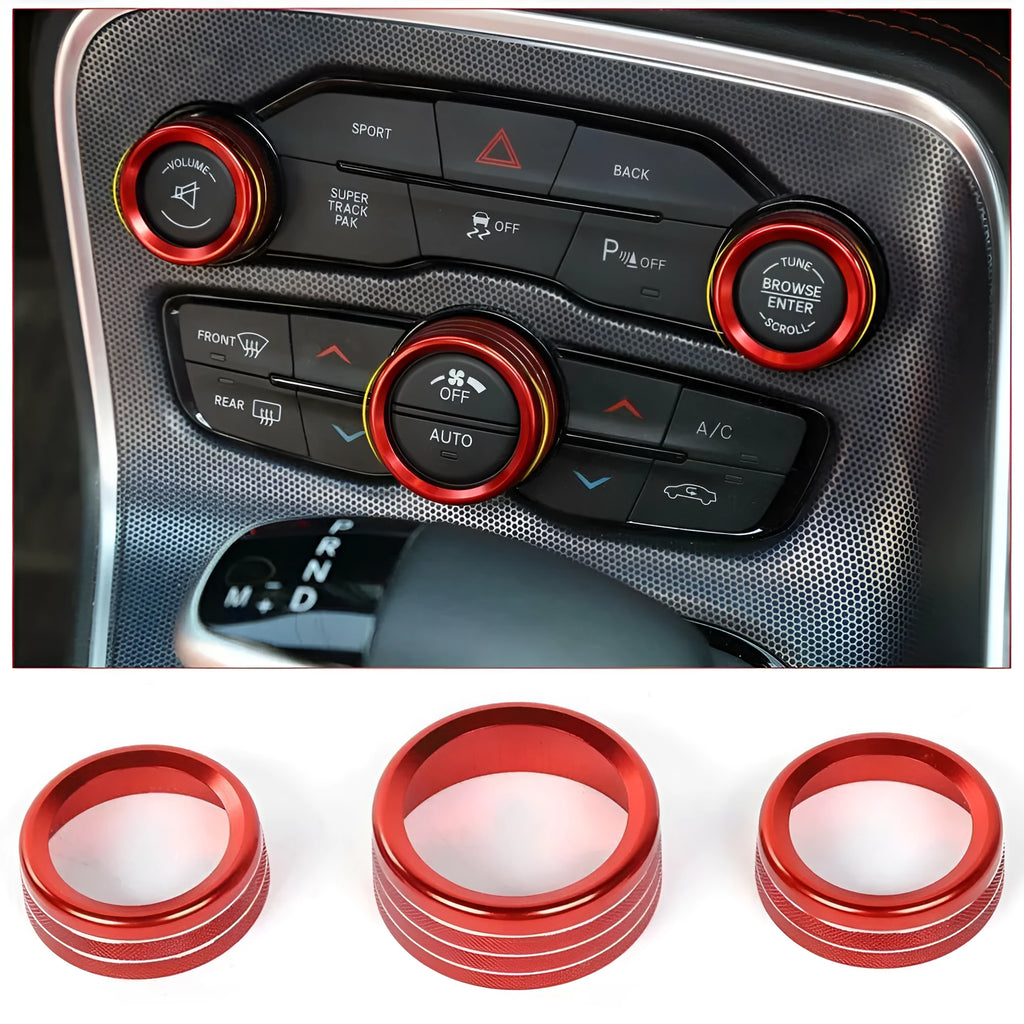Aluminium alloy air conditioning knob decorative ring for Dodge Grand Cherokee and Challenger dashboard