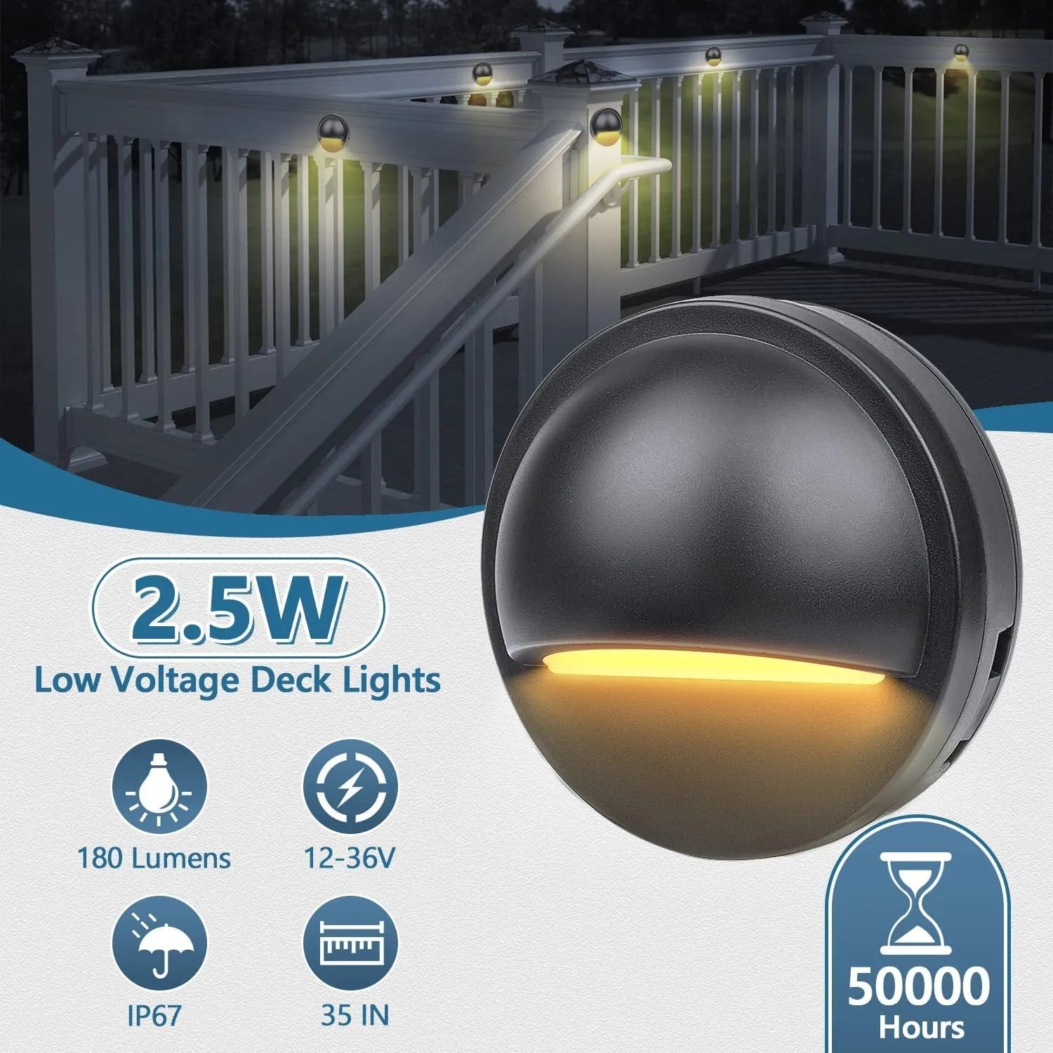 Low voltage outdoor step light with IP67 rating and 96x55mm dimensions for garden path illumination