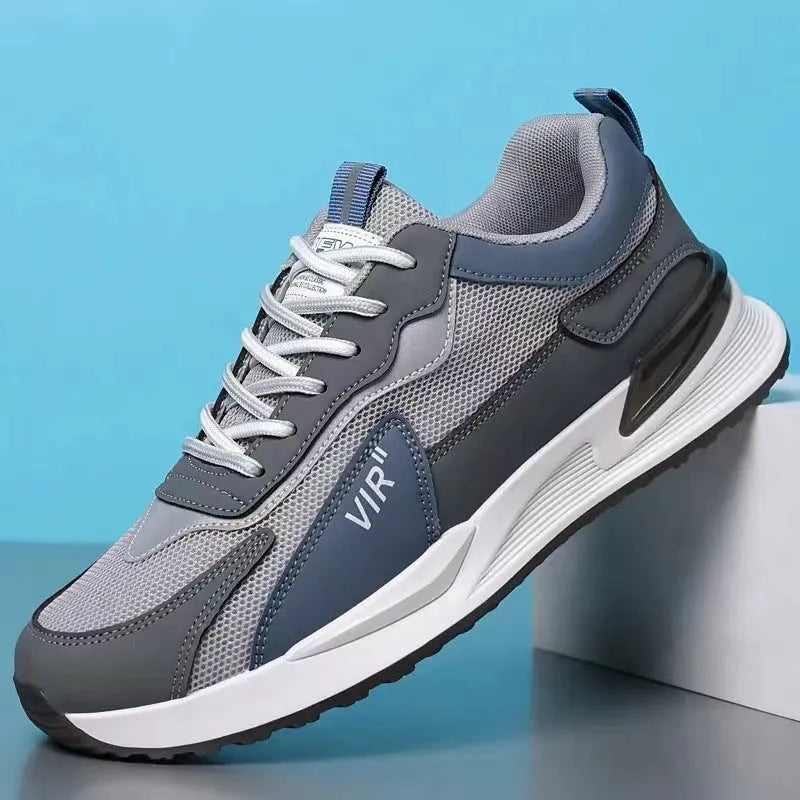 Men's colour block mesh sneakers with lace-up design and injection moulded sole