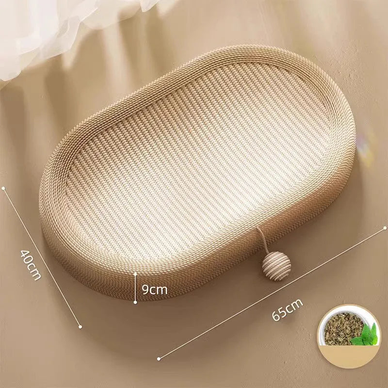Sisal cat scratching board with 60x40cm surface and integrated resting platform