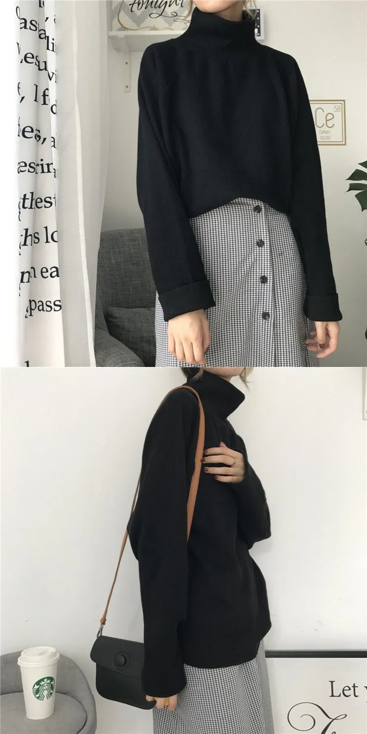 Women's half-high collar long-sleeved top in 100% polyester, loose fit, available in three colours