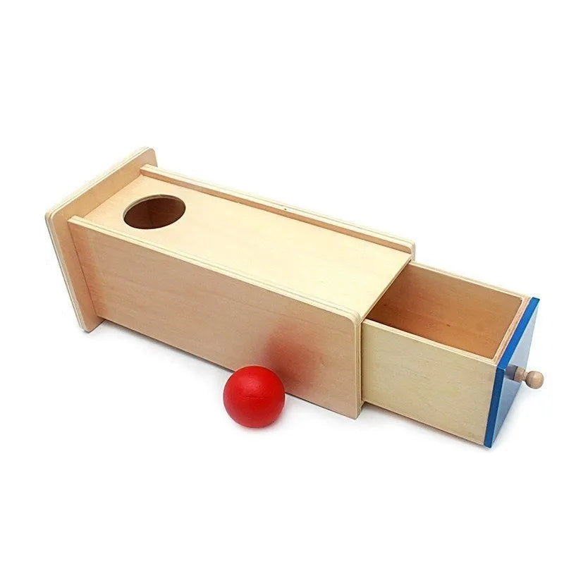 Wooden coin box drawer game 14.5 x 13 x 9 cm early education toy for infants aged 0-3 years