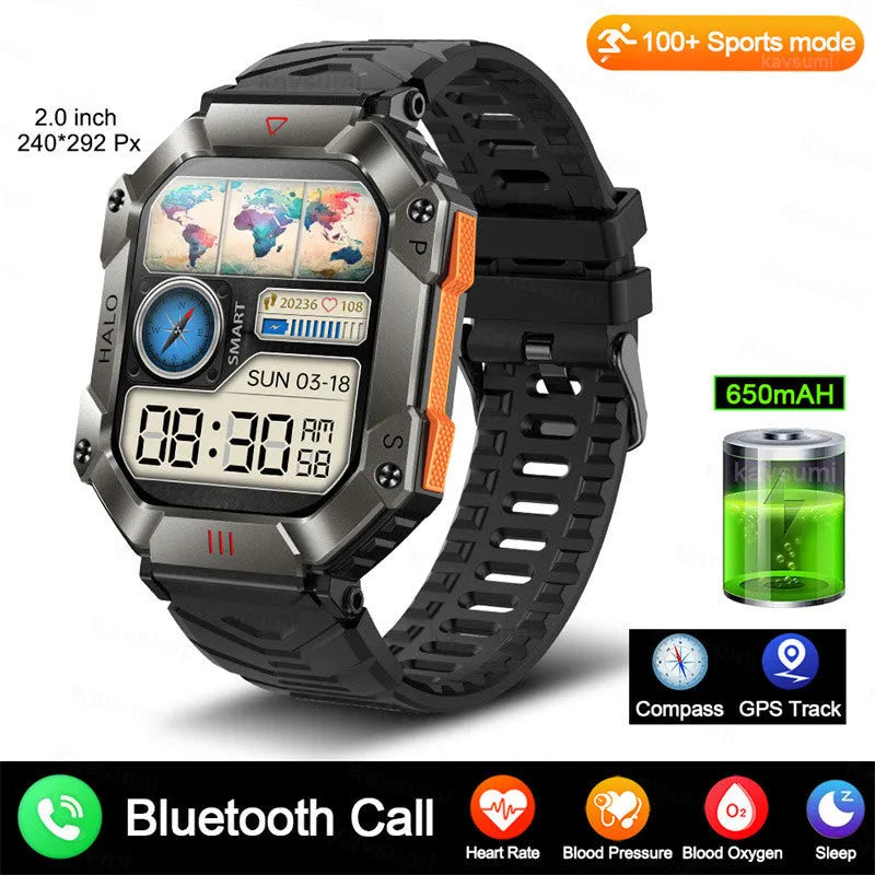 Android GPS fitness smart watch for women with titanium alloy case and black camouflage strap