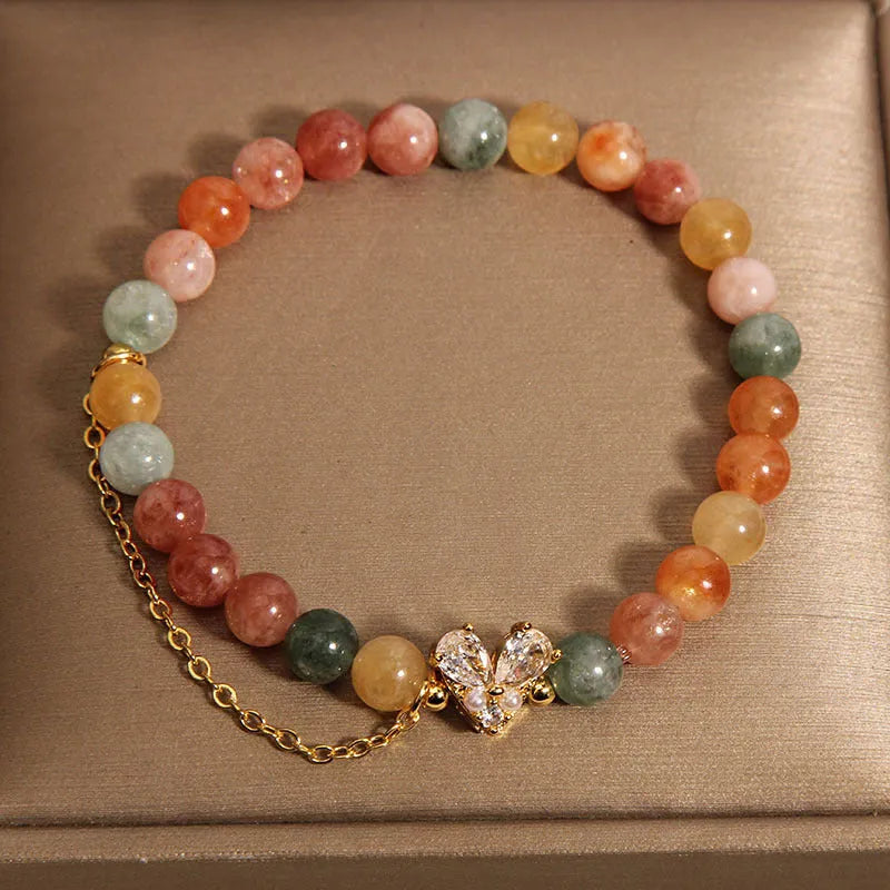 Fu Lu Shou crystal bracelet for women with V-shaped zircon design and cartoon styling