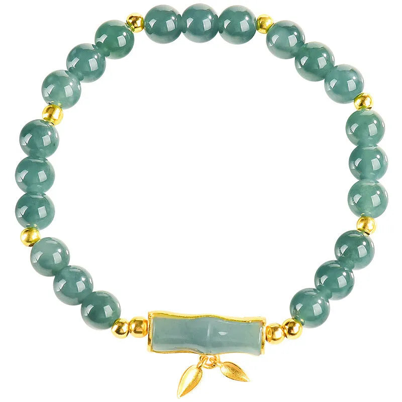 Women's high-rise bracelet made of S925 silver with blue water round beads.