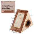 Triangle-shaped cat toy with sisal scratching surfaces and a soft plate fur bed, measuring 50cm tall