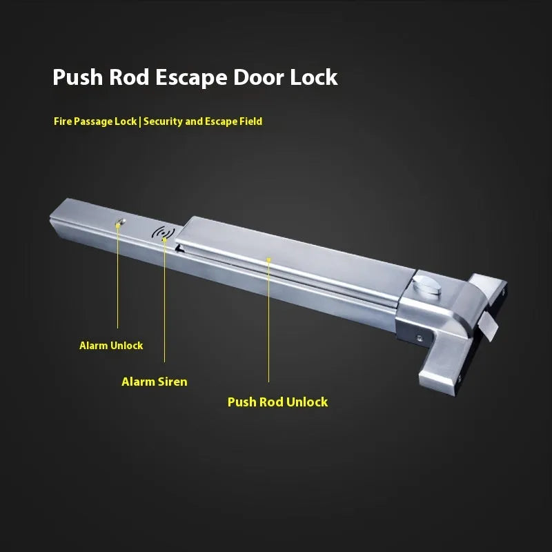 Stainless steel push lock with external handle for fire safety doors up to 65cm wide