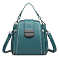 Small square handbag in soft textured PU leather with sewing thread details