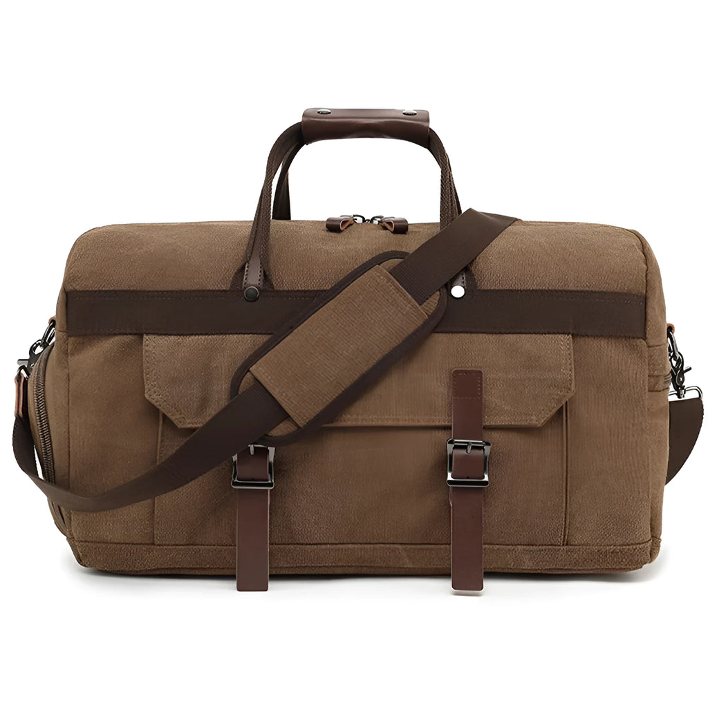 Men's canvas crossbody travel bag in retro style with 36-55 litre capacity