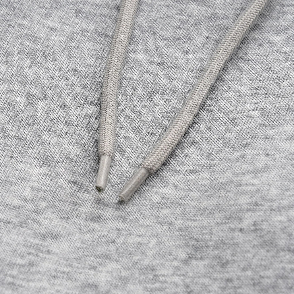 Men's grey straight-leg cotton trousers with elasticated waistband and loose casual fit
