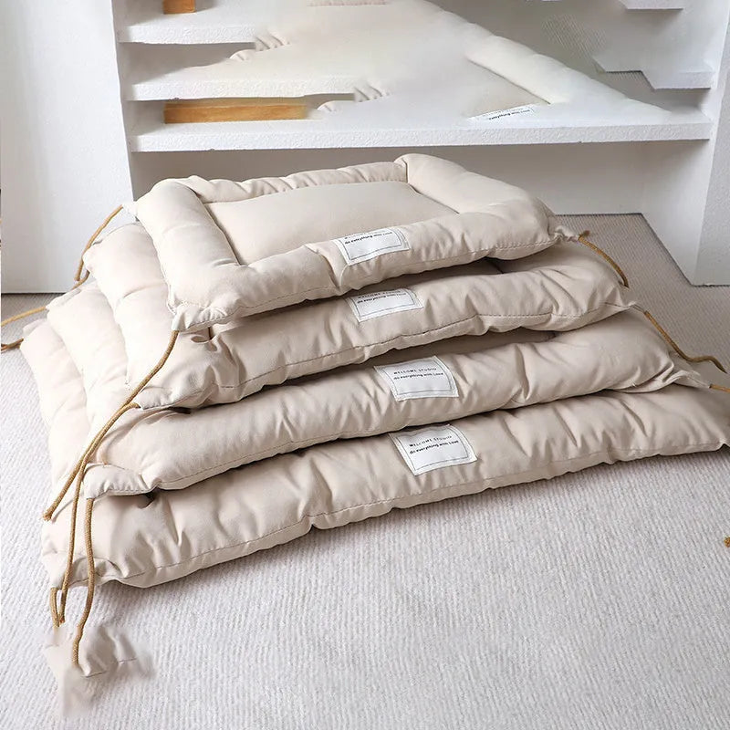Tied cage cushion for dogs and cats in beige, coffee, or orange colours with four size options