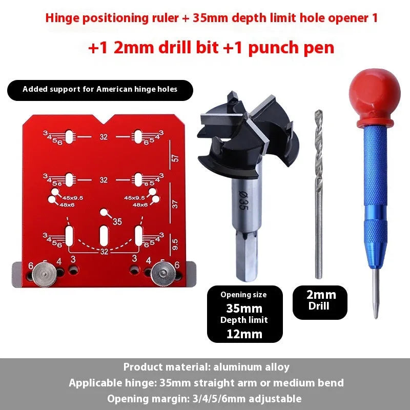 35mm hinge punch locator with adjustable margin settings and aluminium alloy construction for cabinet installation