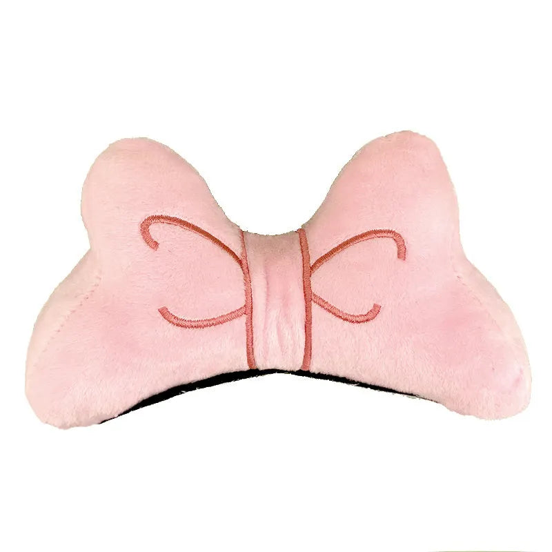 10cm plush bow helmet decoration in bright red, peach pink, and rose pink colours