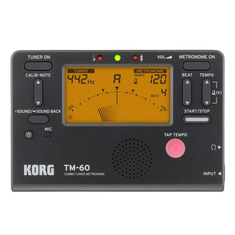 Tuner Piano Guitar Universal Metronome with digital display showing tempo settings and rhythm patterns