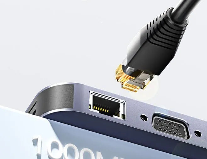 11-in-1 USB-C expansion dock with 20cm cable separator and Gigabit network port