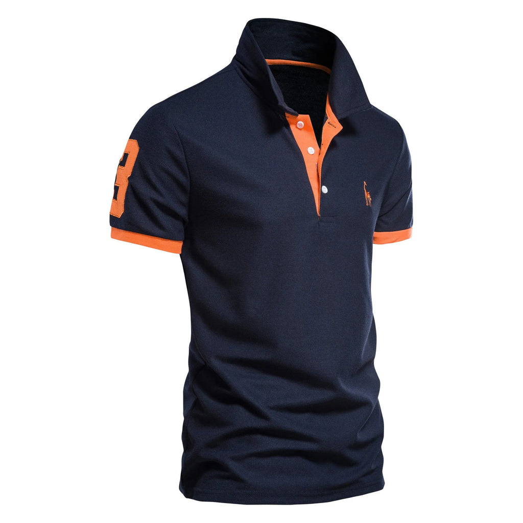 Men's slim-fit T-shirt with embroidered deer design on front in various colour options
