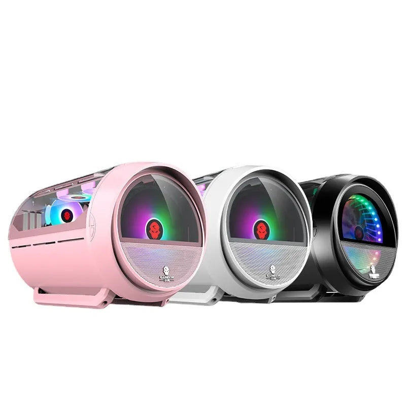 Vertical HTPC computer case in black, pink or white with 20cm fan, ITX and MicroATX support, front USB 3.0 port