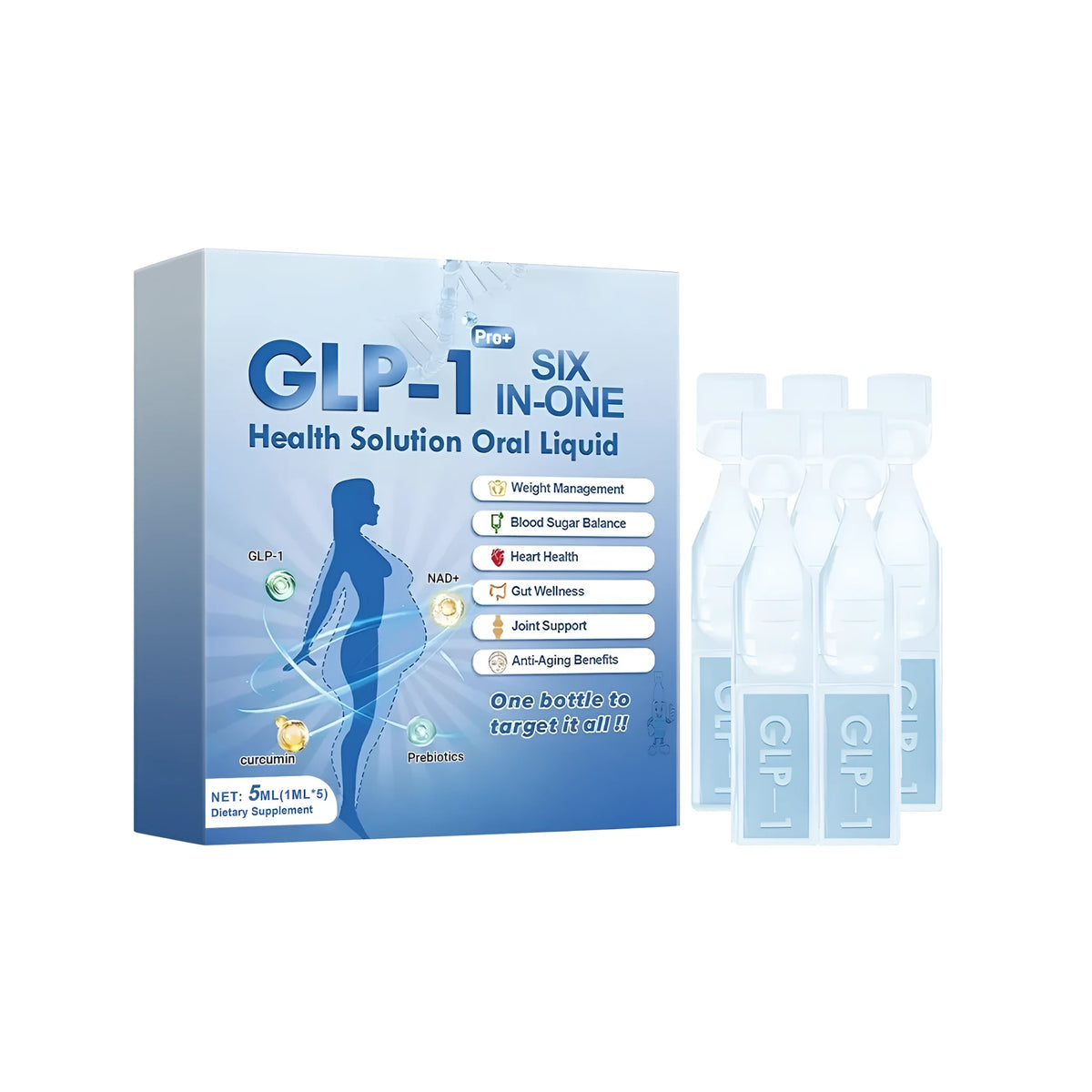 Health Solution Oral Liquid bottle with drop applicator containing apple vinegar, Moringa seed, and turmeric extract