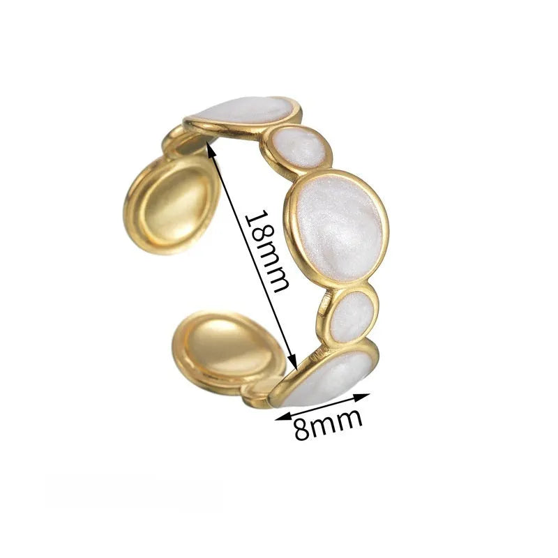 Adjustable opening geometric ring in stainless steel with electroplating treatment for women