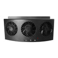 Black and white USB car ventilation fan measuring 23x11x7cm with 1.5m power cord for exhaust odour removal
