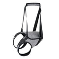 Grey neoprene dog rear leg recovery support belt showing adjustable design for injured dogs