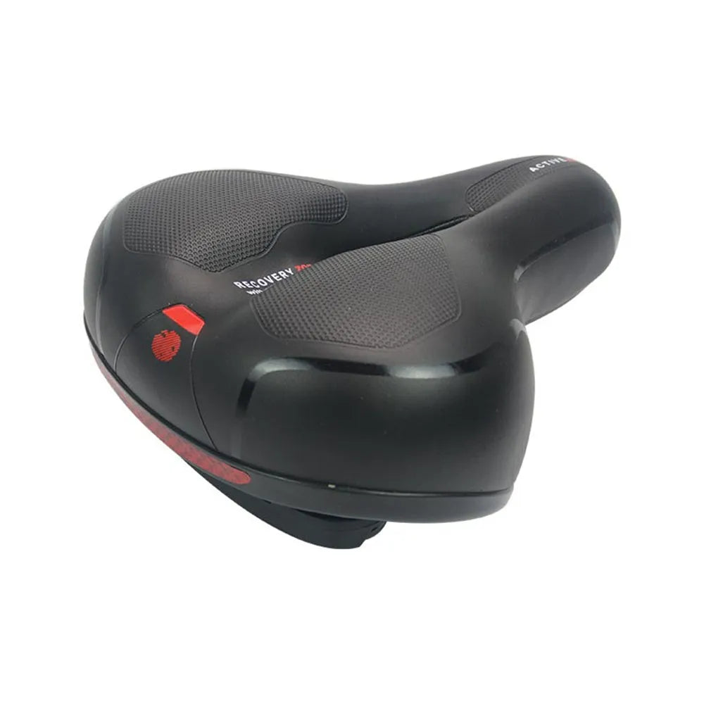Bicycle cushion with thickened soft silicone saddle, PU leather cover, and spring suspension on a bike seat