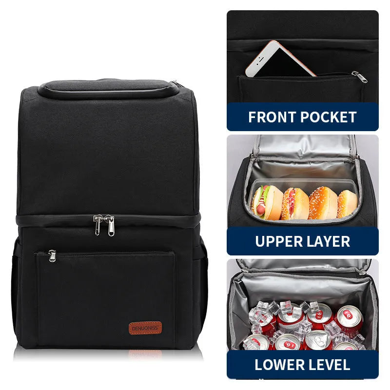 Double layer insulated waterproof picnic backpack in blue with 22-litre capacity
