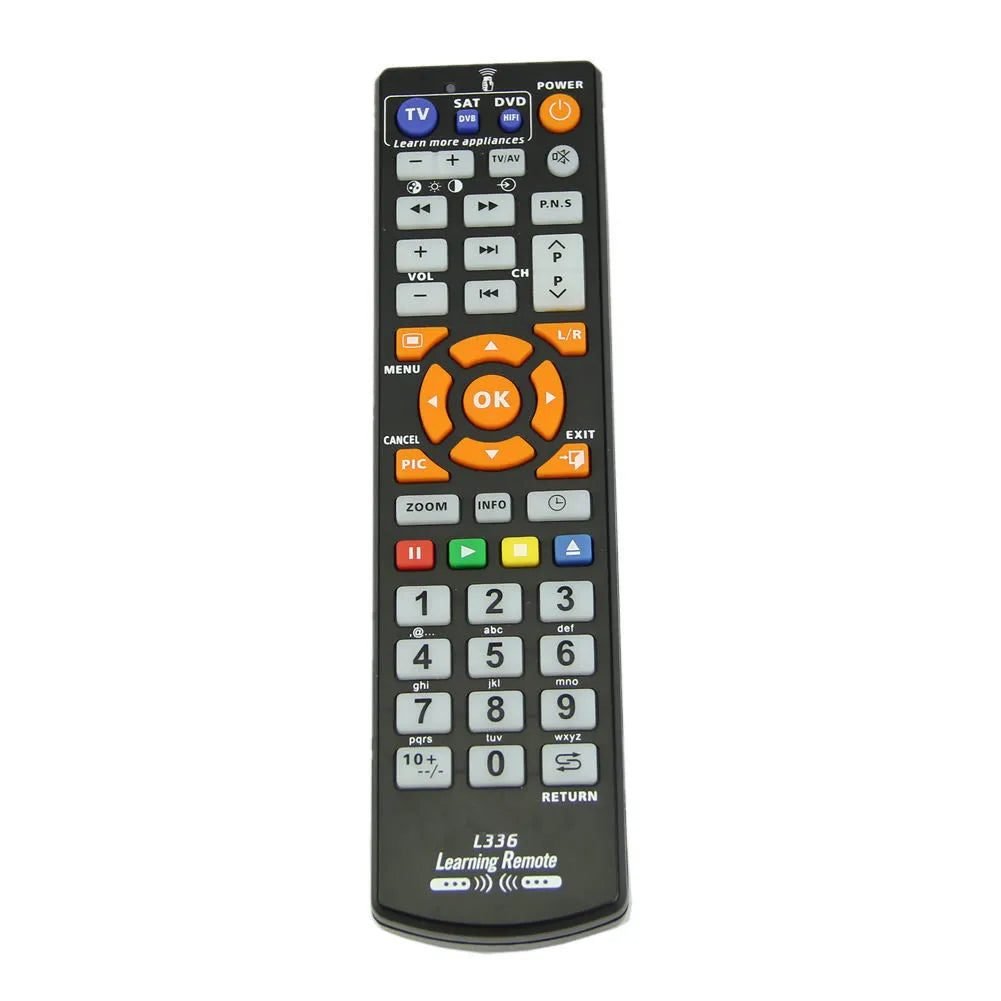 Black L336 learning remote control with full keypad for universal device operation