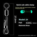 Brass quick change fishing line clamp with barrel swivel bearing and quick release mechanism