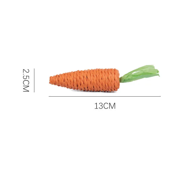 Interactive cat toy set with carrot-shaped toys, crinkle paper, ringing stones, extendable stick, and dental care chewing sticks
