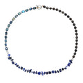 Blue hand-woven crushed stone bracelet with geometric Fang Hui stone and gold obsidian beads