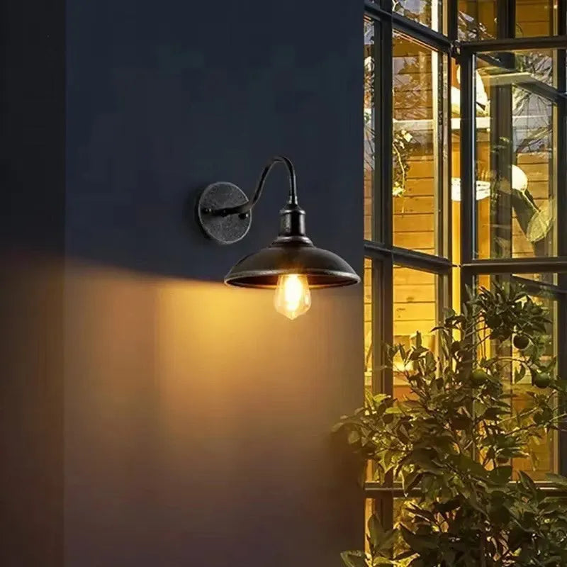 Retro style villa courtyard wall lamp in copper or silvery finish with right angle or bevel design