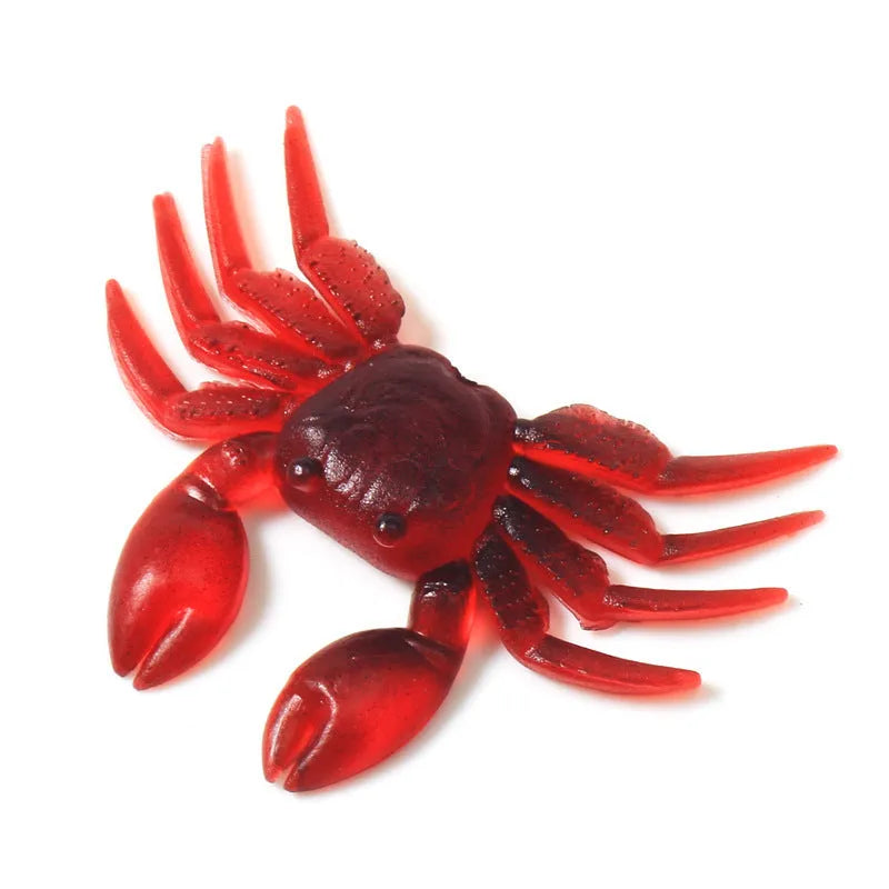 PVC crab fishing soft bait lure in red and brown colours, 8cm size