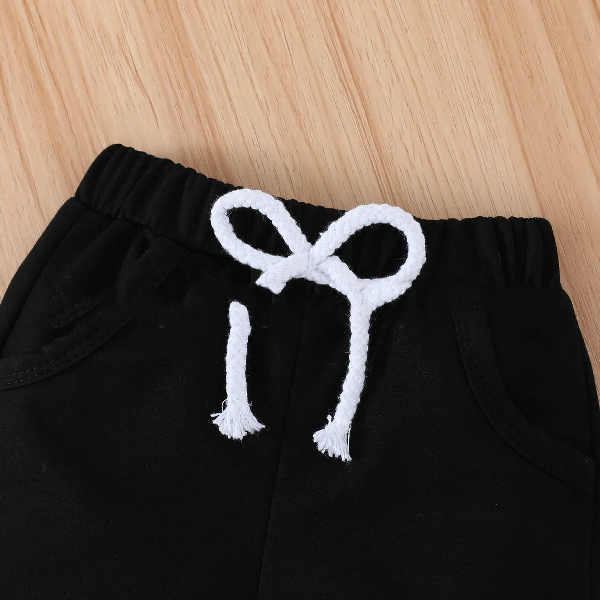 Children's cotton shirt and shorts set with letter print, short sleeves, black or khaki, sizes 70cm to 110cm