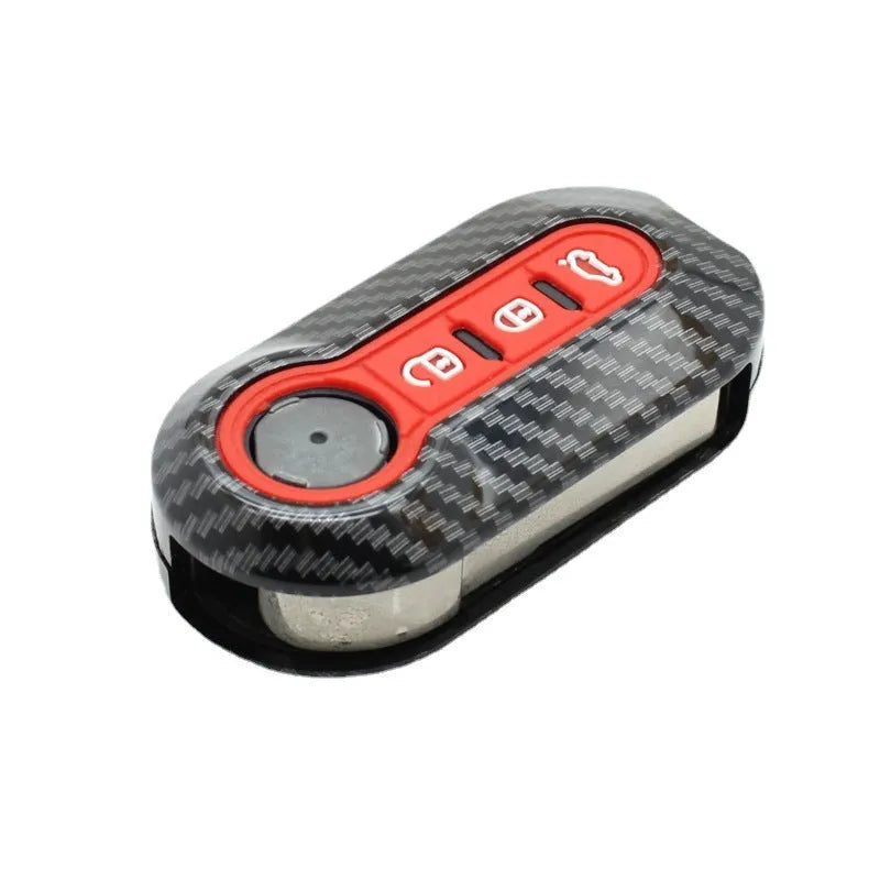 Fiat 500 Boyue Ottimo Viaggio ABS plastic remote key shell case in black, red, and dark blue.