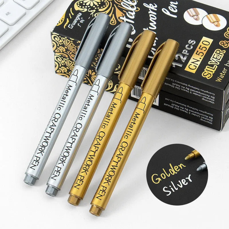 Metal paint pen for packaging with gold and silver ink options