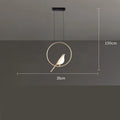 Modern minimalist magpie bird chandelier with LED lighting, measuring 35cm long by 150cm high