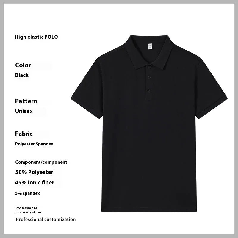 7A Antibacterial Business Lapel Polo Shirt Short Sleeve in Black, White, and Navy Blue