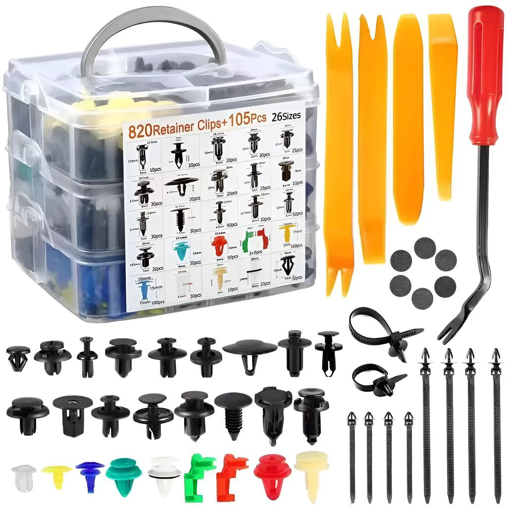 925PCs boxed buckle set with 26 kinds of nylon plastic automobile body fasteners and tools
