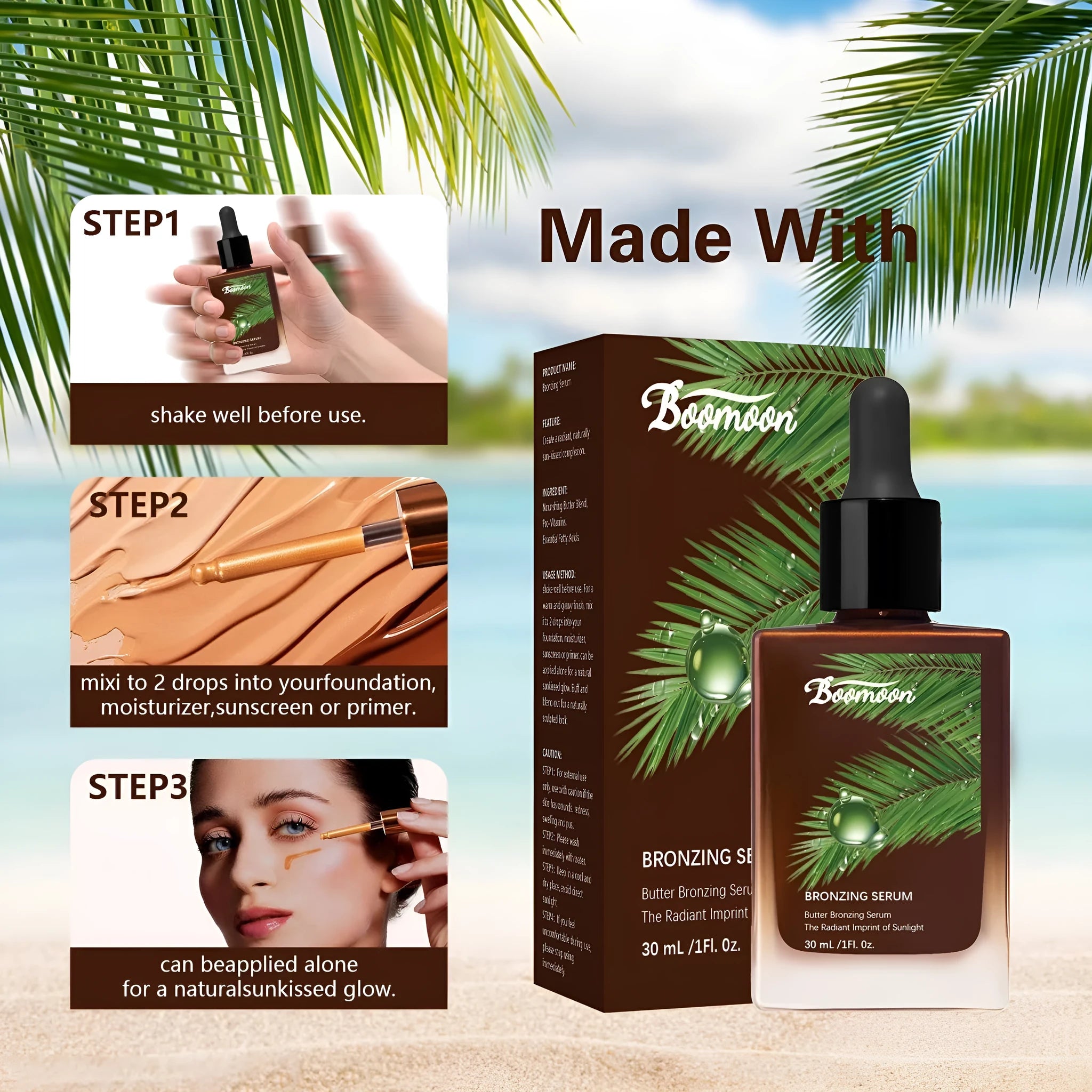 Bronze Black 30ml lash extension care solution bottle