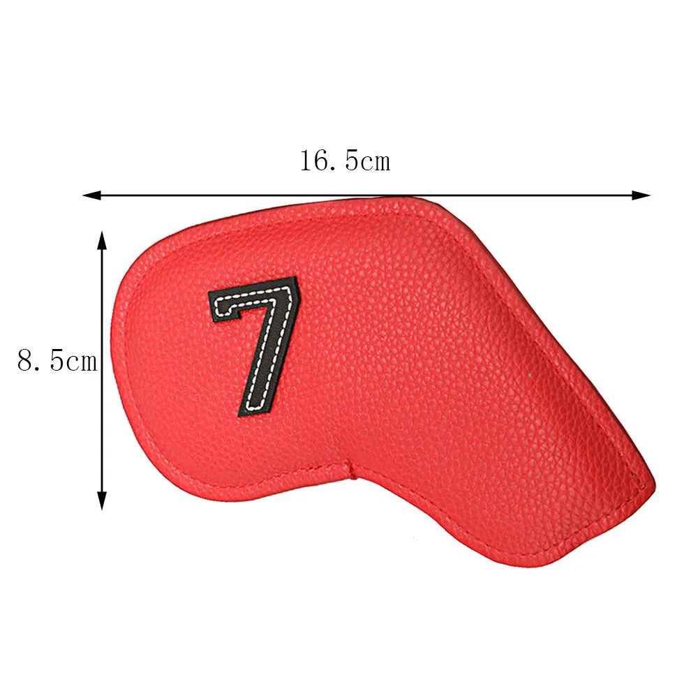 Set of 10 golf club headcovers with different colour designs and minimal digital printing