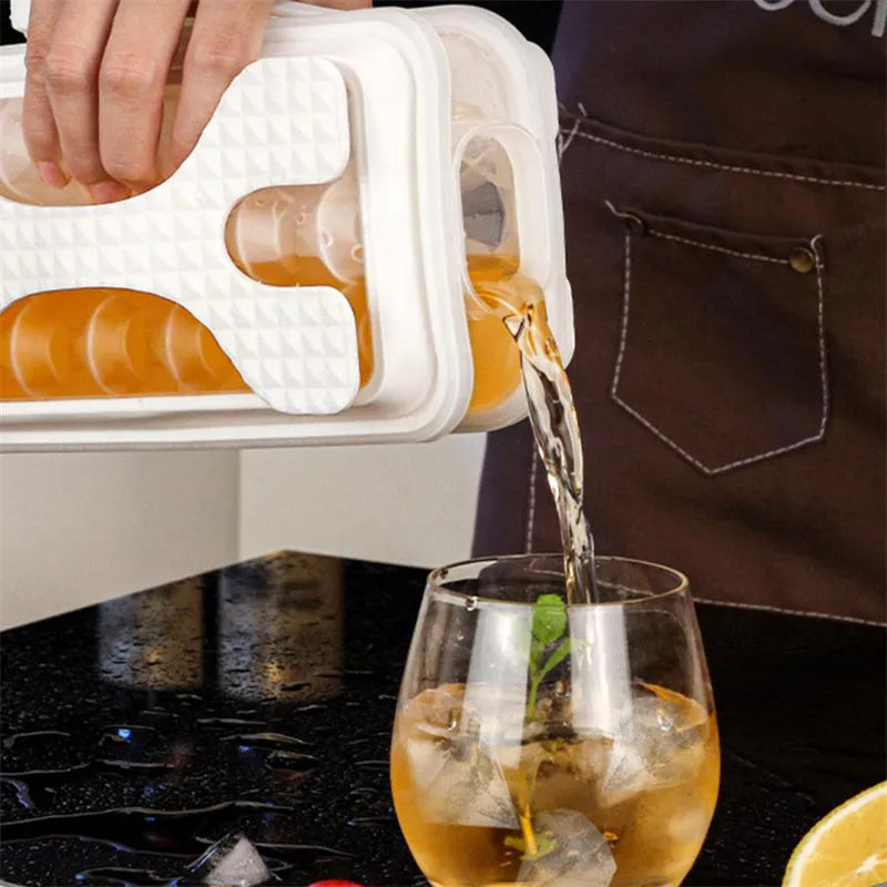 Silicone ice ball mould water bottle showing 2-in-1 design with modern minimalist style