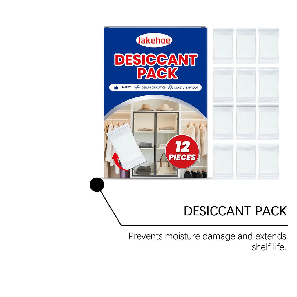 12-pack calcium chloride desiccant for household moisture absorption, each piece approx 10x7x2cm