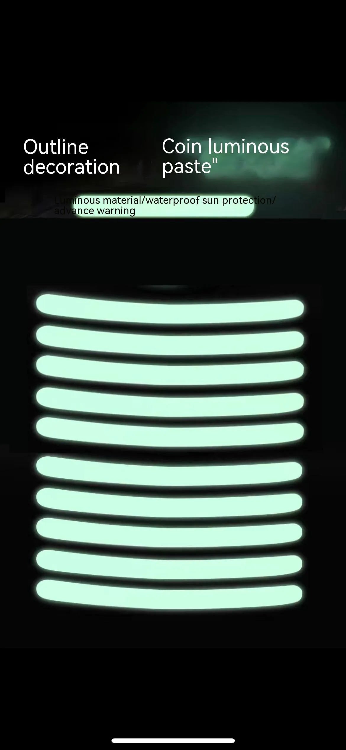 20-piece car wheel reflective stickers in arc shape with 11 colour options including fluorescent and luminous variants on wheel hub
