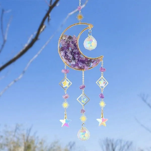 K9 crystal car pendant with 420mm length and 100mm moon shape in five colour options