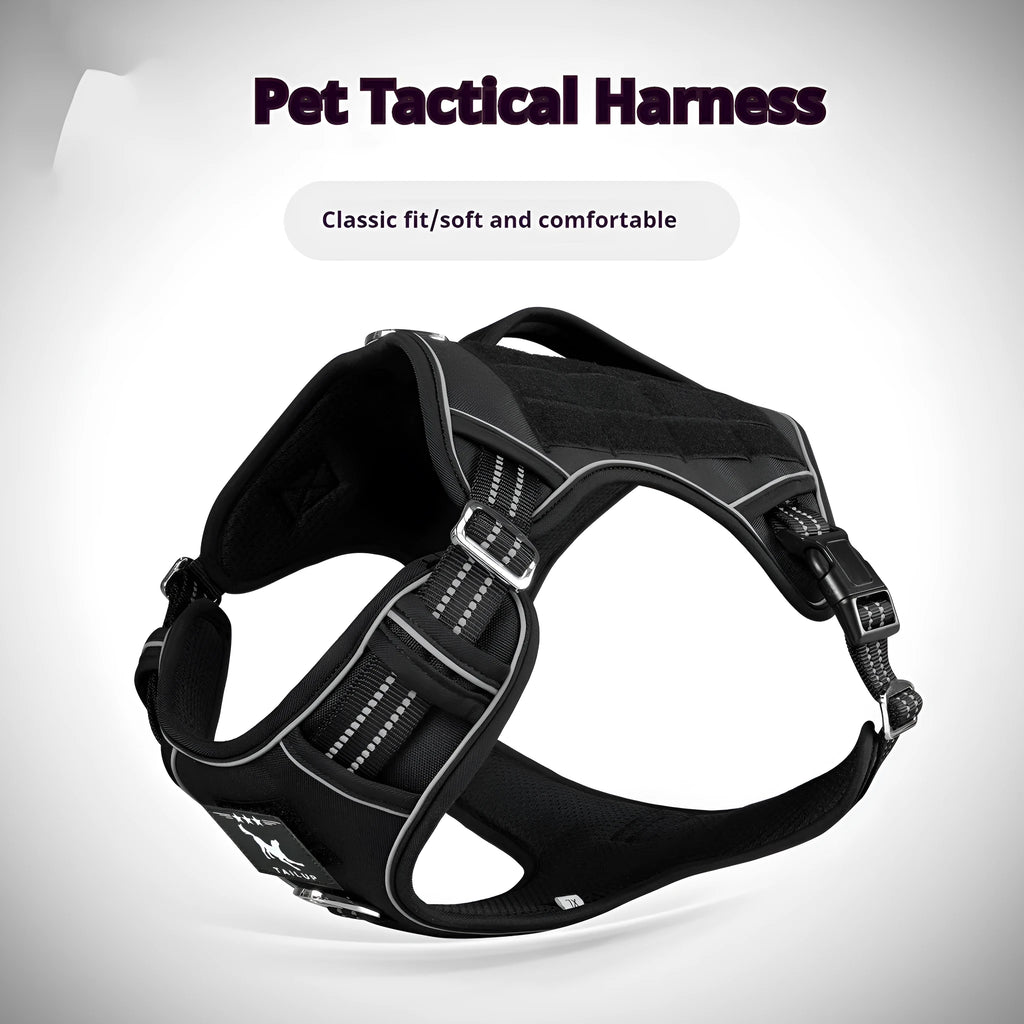 Tactical dog chest strap made from Oxford cloth, shown in olive green colour.